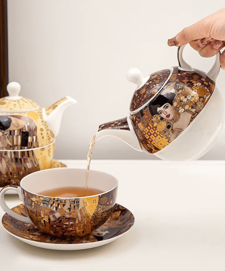Ceramiczny Zestaw do Kawy i Herbaty w Europejskim Stylu - Inspirowany dziełami Klimta - obrazek 5