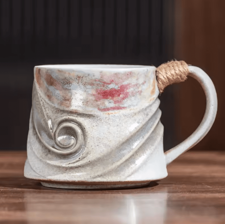 Kreatywny Kubek Ceramiczny 320 ml – Spiralny Design Vintage do Kawy i Herbaty - obrazek 14