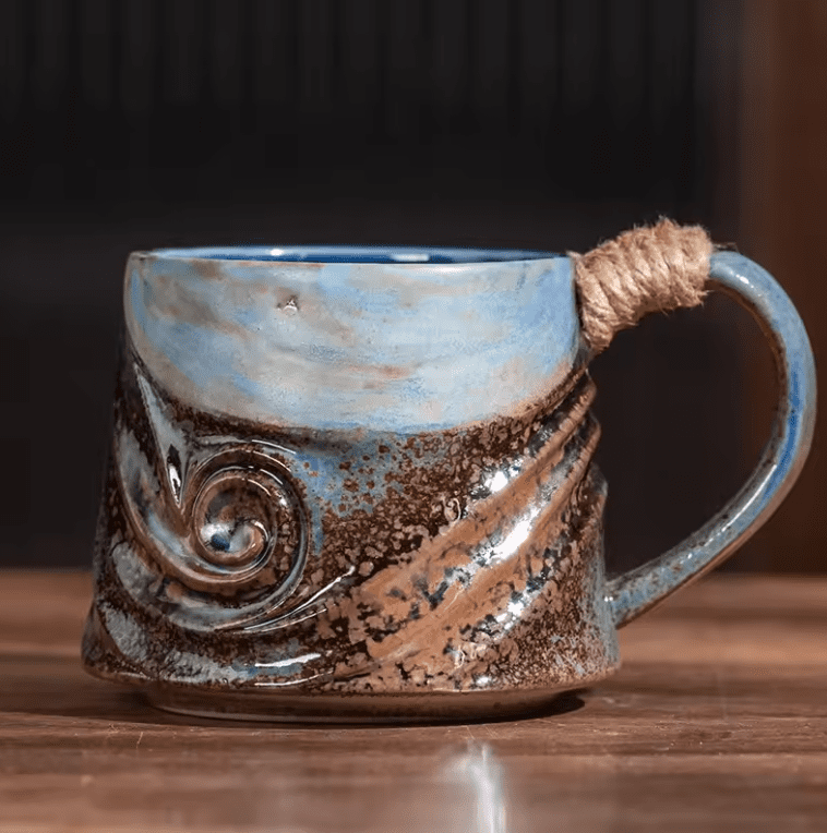 Kreatywny Kubek Ceramiczny 320 ml – Spiralny Design Vintage do Kawy i Herbaty - obrazek 16