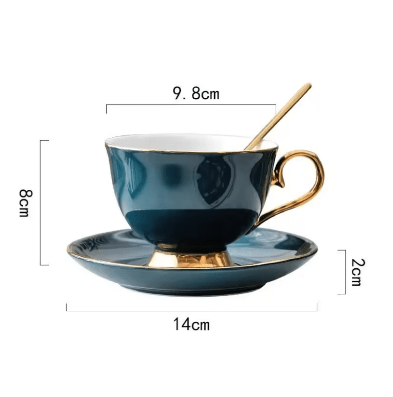 Filiżanki Butelkowa Zieleń 200/220 ml – Złote Akcenty dla Eleganckiego Serwowania - obrazek 8