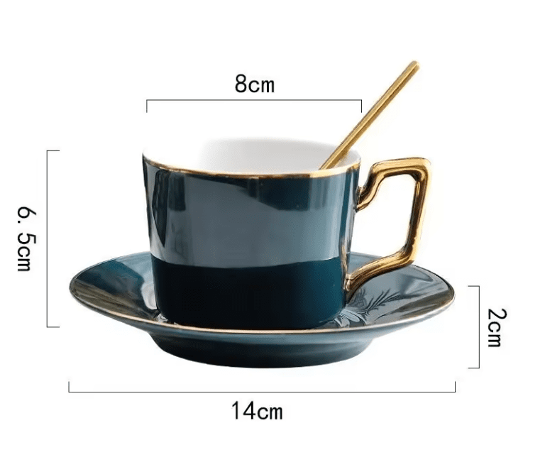 Filiżanki Butelkowa Zieleń 200/220 ml – Złote Akcenty dla Eleganckiego Serwowania - obrazek 7