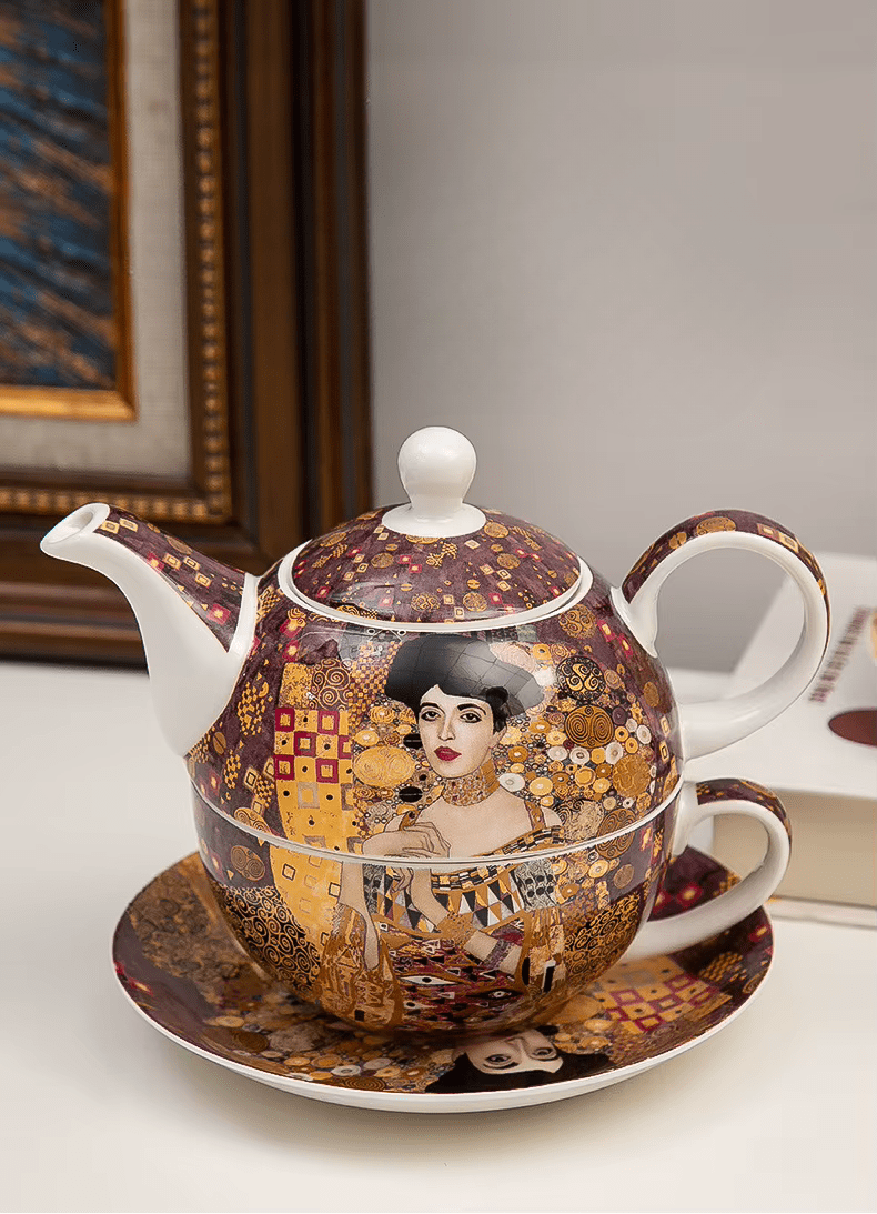 Ceramiczny Zestaw do Kawy i Herbaty w Europejskim Stylu - Inspirowany dziełami Klimta - obrazek 3