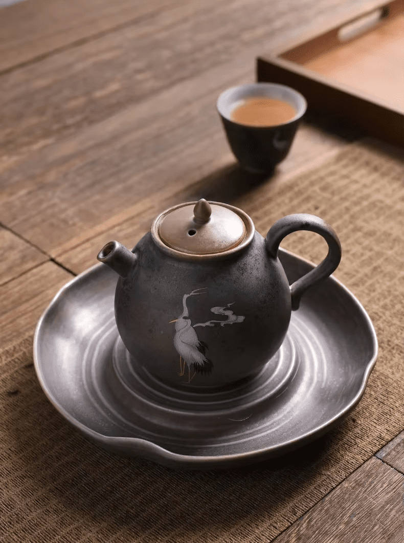 Ceramiczny Dzbanek z Motywem Żurawia (240/260 ml) – Chiński Styl dla Aromatycznej Herbaty - obrazek 5