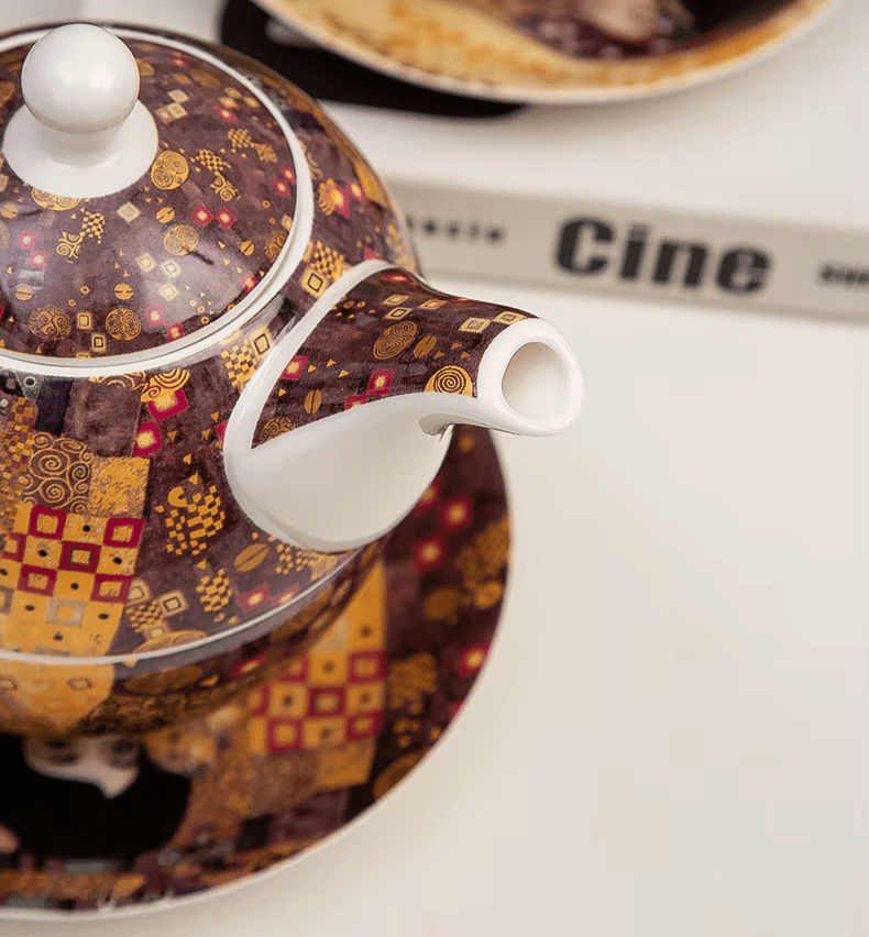 Ceramiczny Zestaw do Kawy i Herbaty w Europejskim Stylu - Inspirowany dziełami Klimta - obrazek 6
