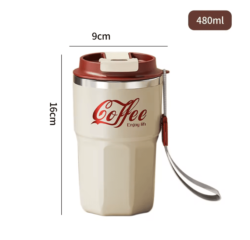 Kubek termiczny 400/480 ml – stal nierdzewna z pokrywką i uchwytem dla fanów kawy w ruchu - obrazek 14