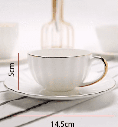 Elegancka Filiżanka 190 ml – Minimalistyczna Biel ze Złotymi Wykończeniami - obrazek 4