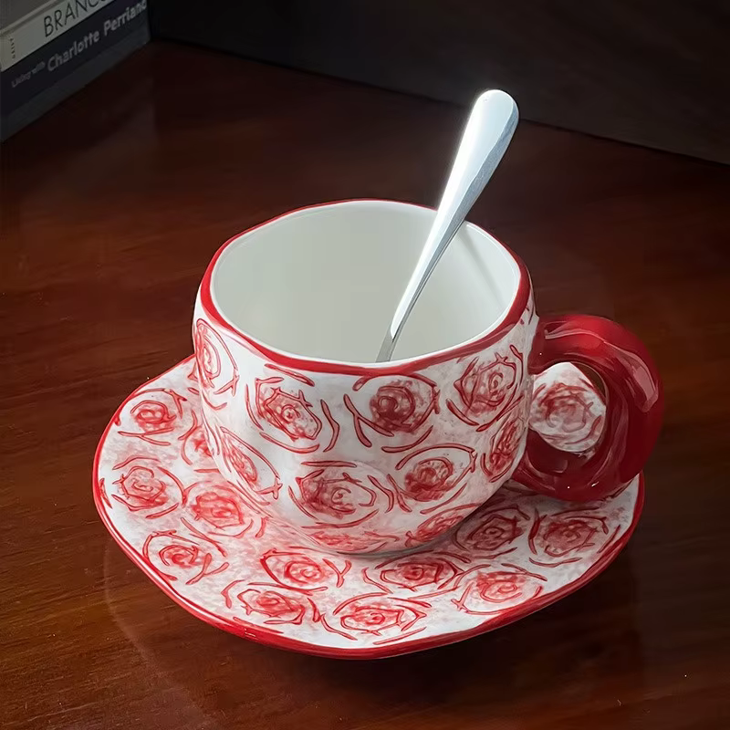 Ceramiczne Filiżanki 340 ml – Ręcznie Malowane Wzory i Wygodna Pojemność - obrazek 2