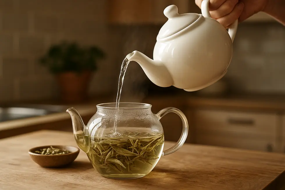 Plantacja białej herbaty w chińskiej prowincji Fujian, źródło delikatnego smaku.