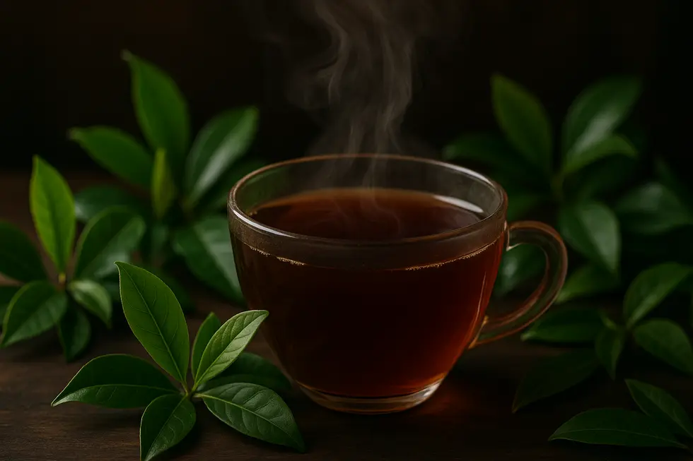 Kubek herbaty Pu-erh, podkreślający jej zdrowotne właściwości.