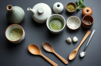 Various well-maintained tea accessories on a table.