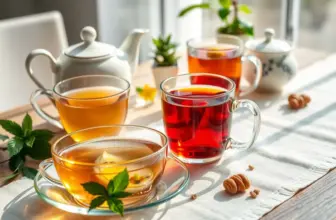Assorted tea varieties in an inviting breakfast setting with natural light.