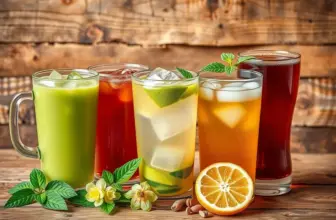 Various cold teas, including iced tea and cold brew, showcasing freshness and flavor.