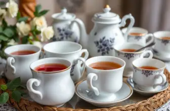 A luxurious tea setup with porcelain cups, highlighting their role in elevating tea experiences.