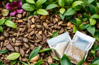 A garden setting highlighting the visual and natural appeal of loose leaves and tea bags.