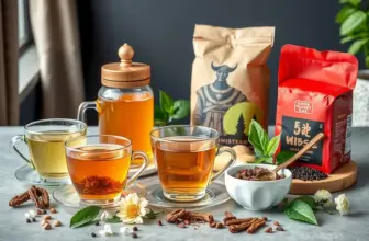 A well-composed display of popular functional teas for 2025, representing modern tea trends.