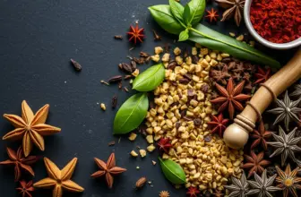 Variety of teas and spices arranged to showcase flavor and aroma combinations.