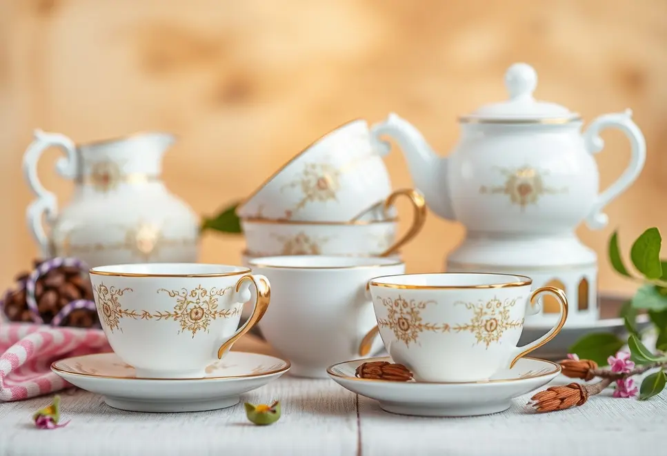 Tea cups displayed elegantly emphasizing elegance and functionality.