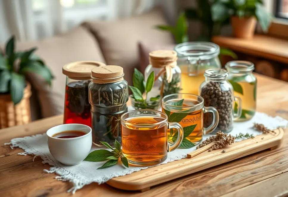A selection of herbal teas in a cozy setting, highlighting their role in immune support.