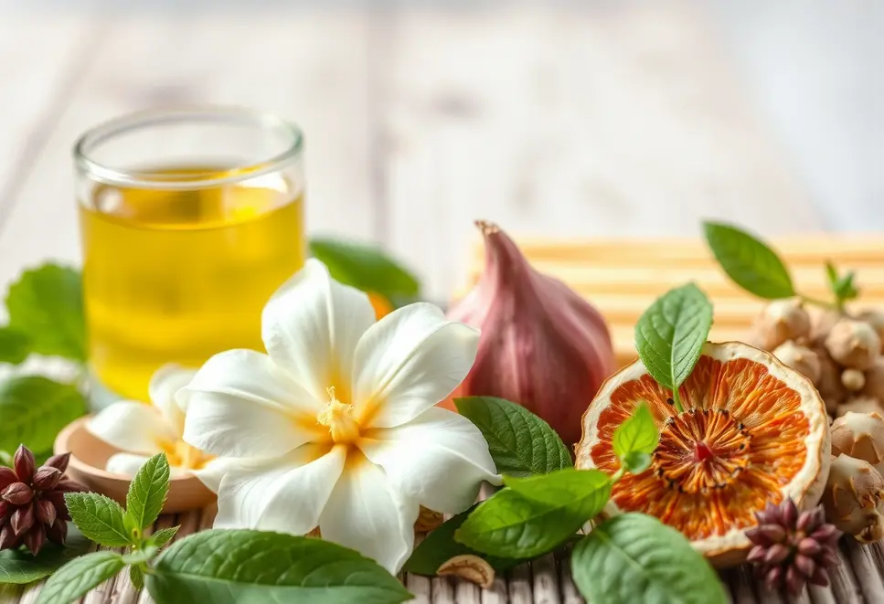 Różnorodne rodzaje herbat z filiżankami przedstawione jako symbole redukcji stresu.