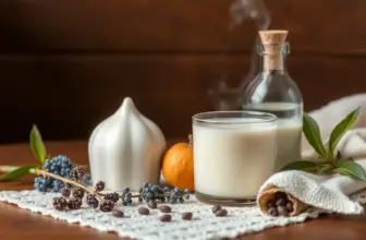 Koc i kubek herbaty obok otwartej książki i świecy.