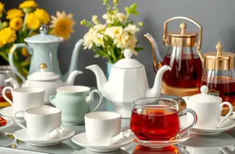 A variety of tea sets displayed elegantly to highlight their unique qualities and designs.
