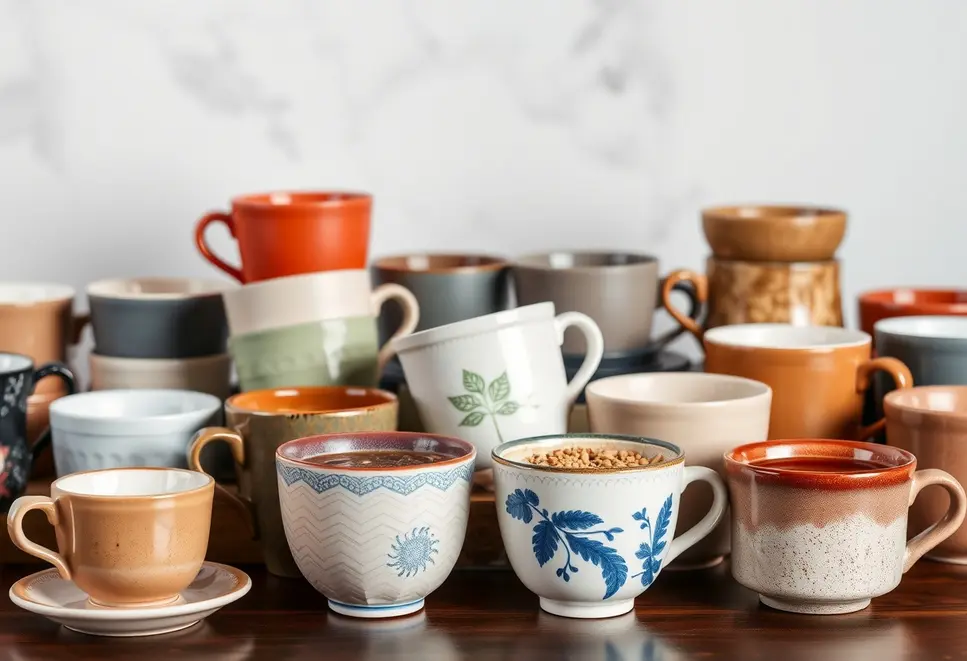 An array of ceramic infuser cups showcasing diverse 2025 designs.