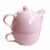 Różowy Ceramiczny Tea for One – Elegancki Zestaw 400/250 ml dla Kobiet