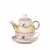Porcelanowy Tea for One – Zestaw z Motywem Kwiatów i Ptaka
