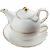 Ceramiczny Zestaw Tea For One  – Złoto-Biały Czajniczek z Filiżanką
